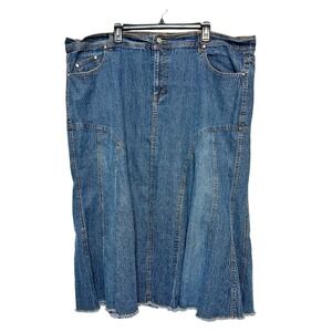 Vintage Goddess Y2K Denim A Line Skirt Womens 26 Retro Skater Girl Grunge Urban